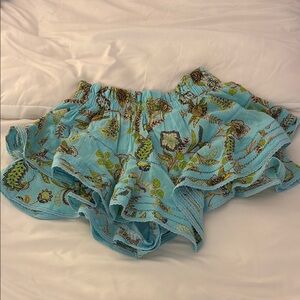 Aerie Floral Print Blue Ruffle Skirt/skort
